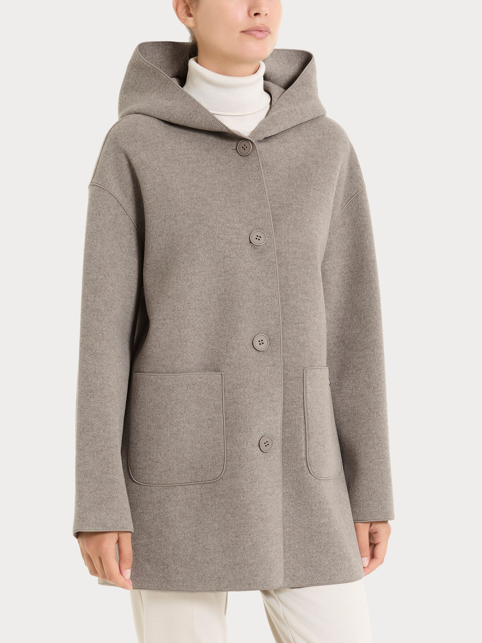 Giaccone con cappuccio in Vegan Wool Grigi Donna - Ragno