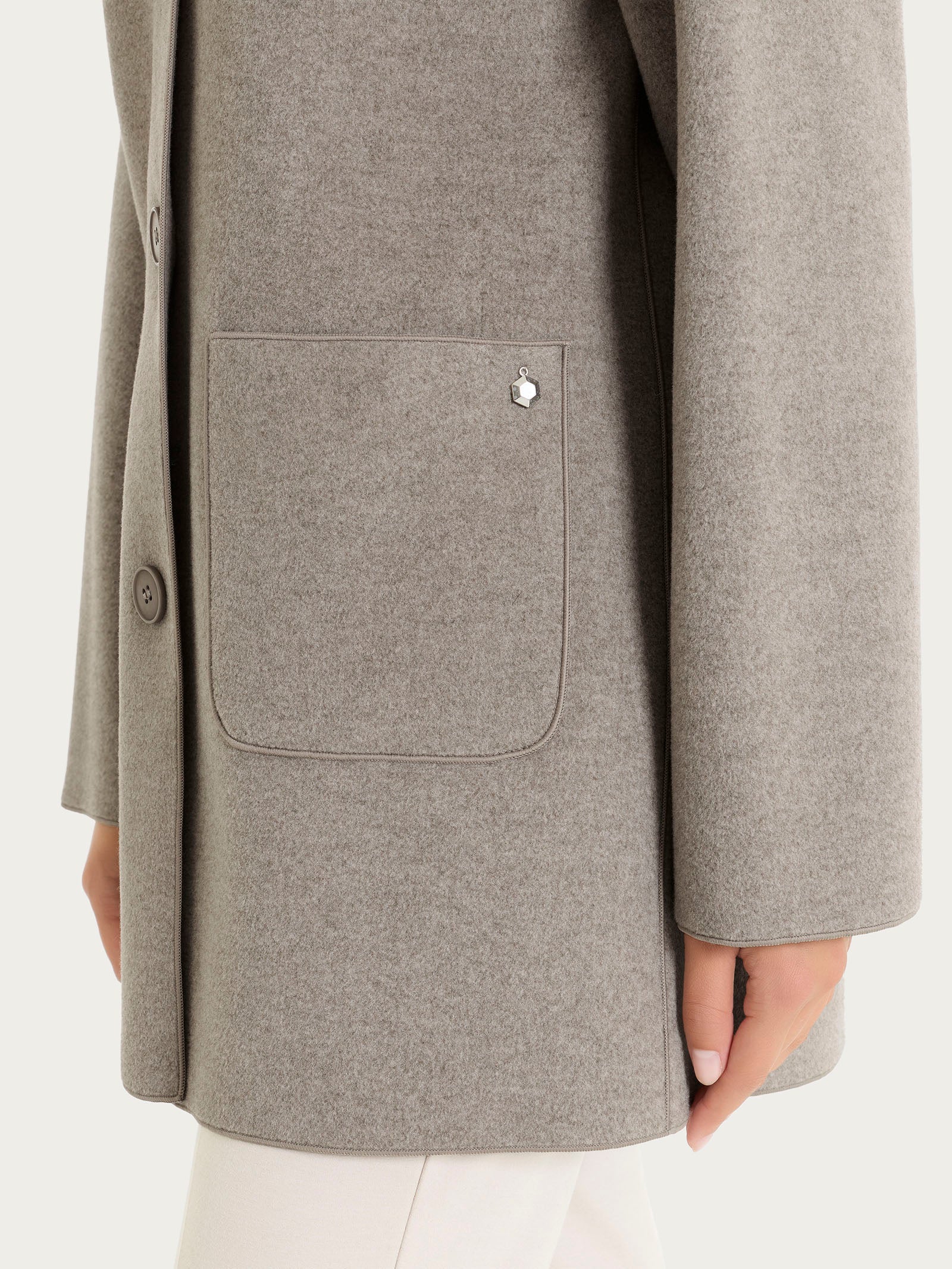 Giaccone con cappuccio in Vegan Wool Grigi Donna - Ragno
