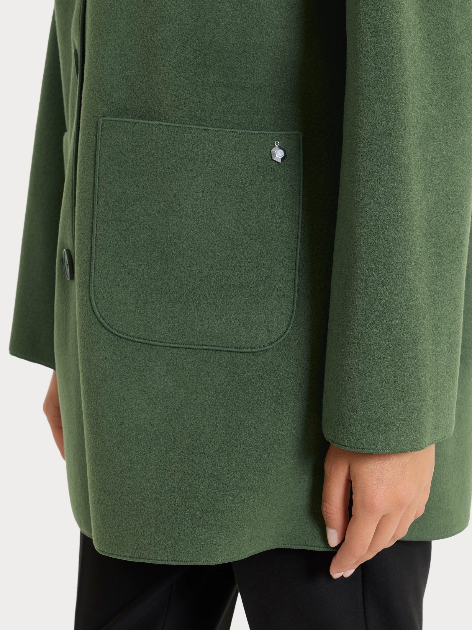 Giaccone con cappuccio in Vegan Wool Verdi Donna - Ragno