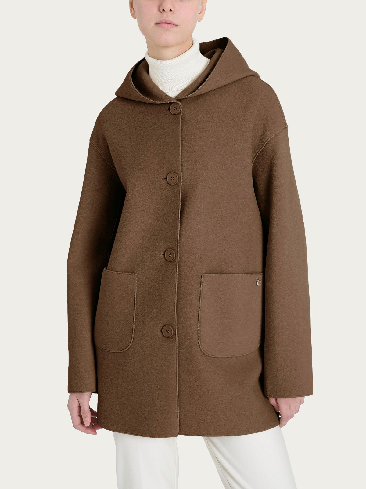 Giaccone con cappuccio in Vegan Wool Marroni Donna - Ragno