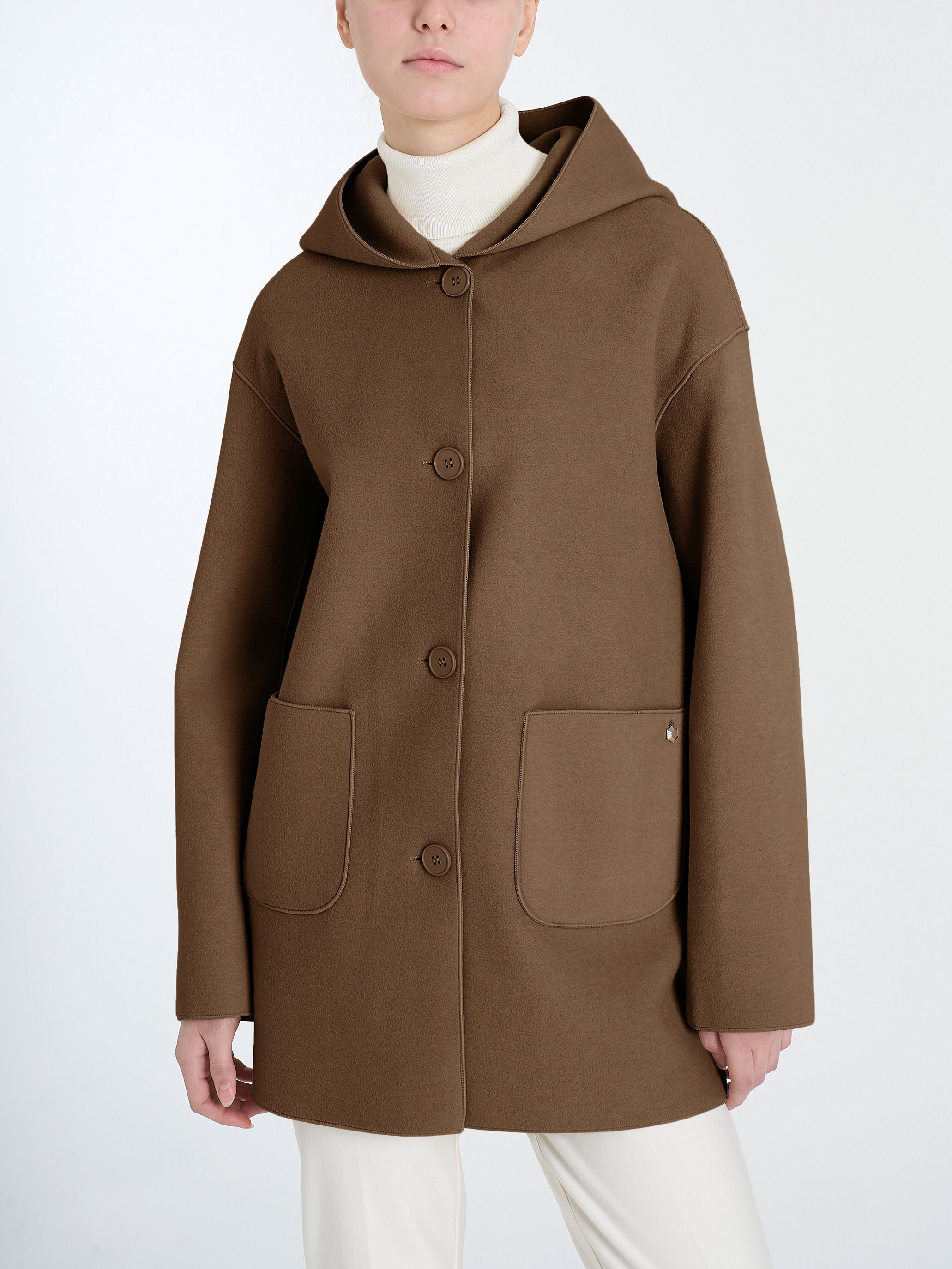 Giaccone con cappuccio in Vegan Wool Marroni Donna - Ragno