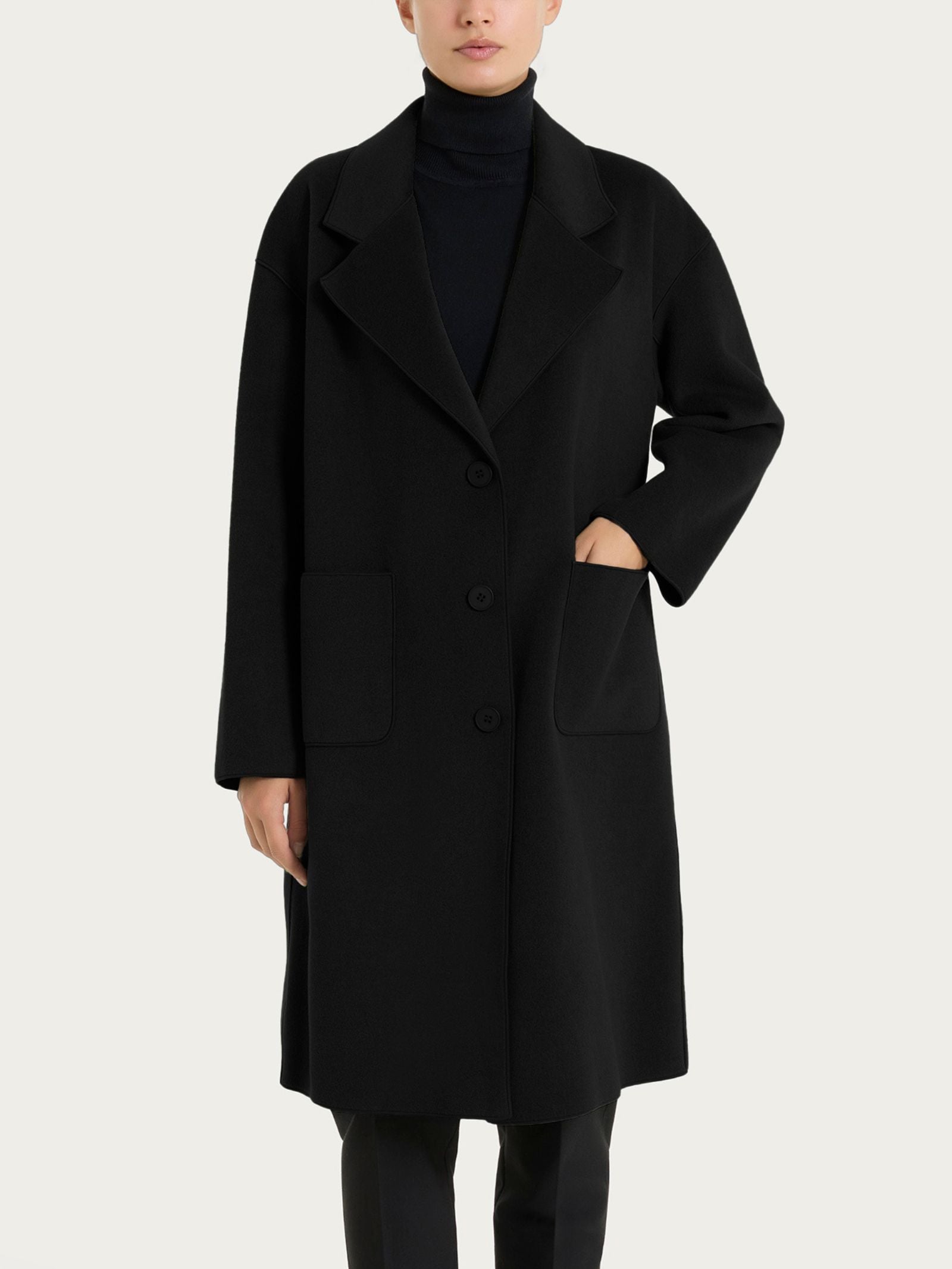 Cappotto con bottoni in Vegan Wool Neri Donna - Ragno