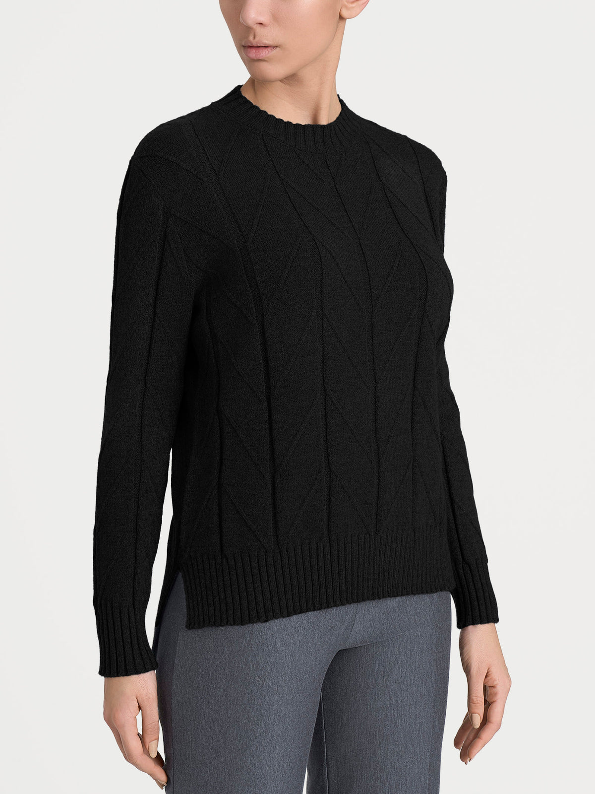 Maglia girocollo con punto spiga in Super Soft Neri Donna - Ragno