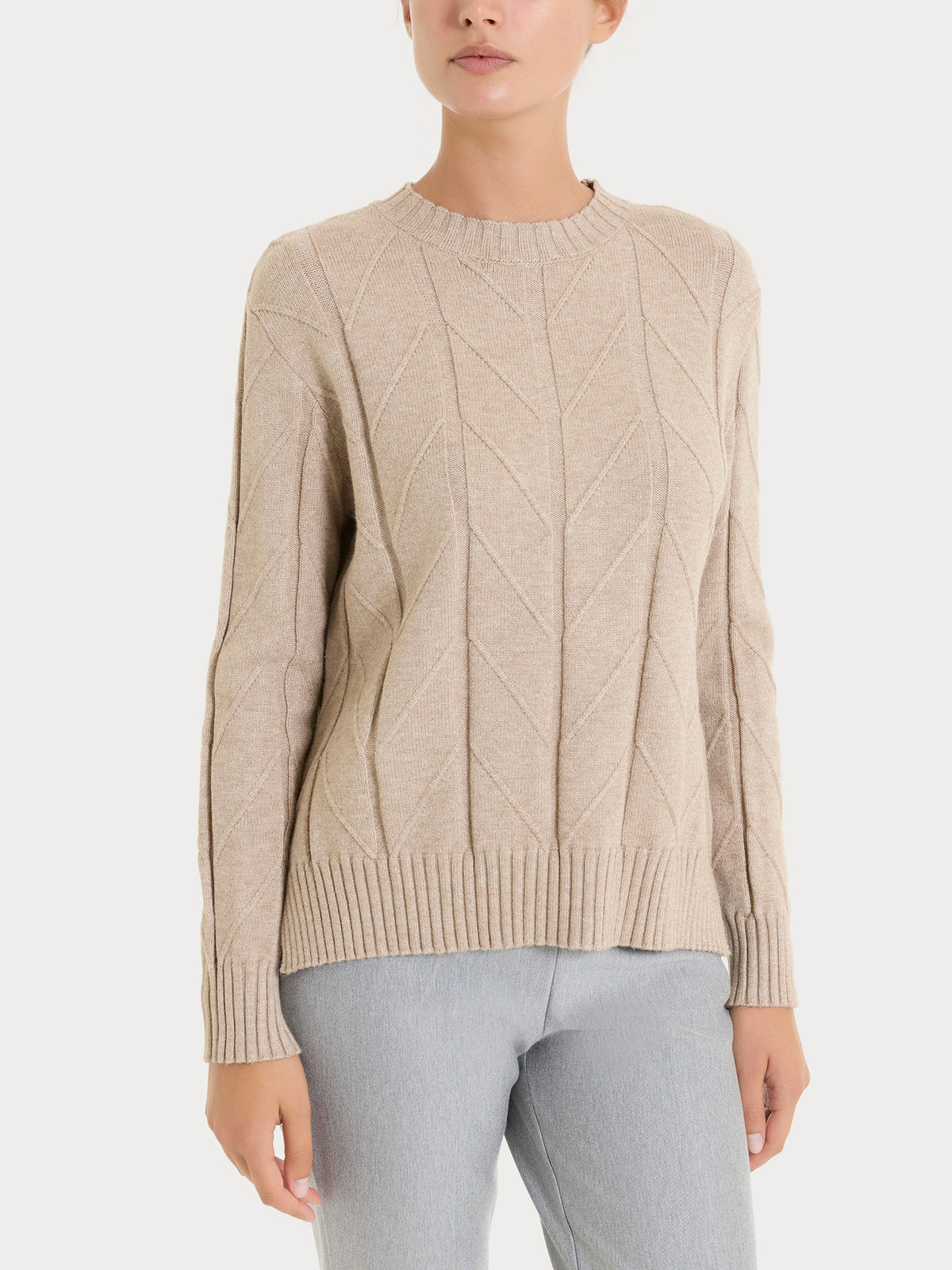 Maglia girocollo con punto spiga in Super Soft Grigi Donna - Ragno