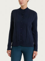Cardigan aperto con punto spiga in Super Soft Blu Donna - Ragno