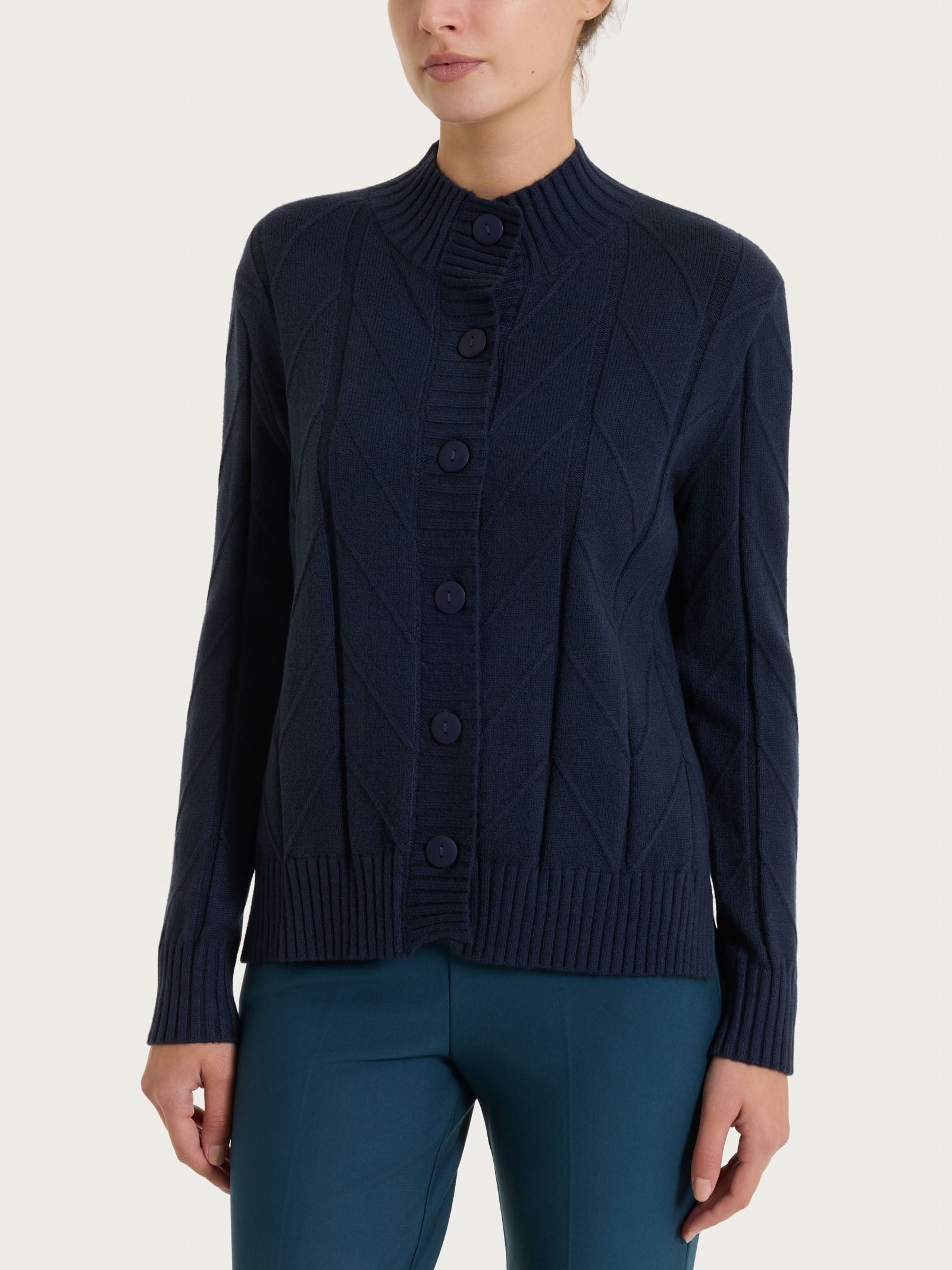 Cardigan aperto con punto spiga in Super Soft Blu Donna - Ragno