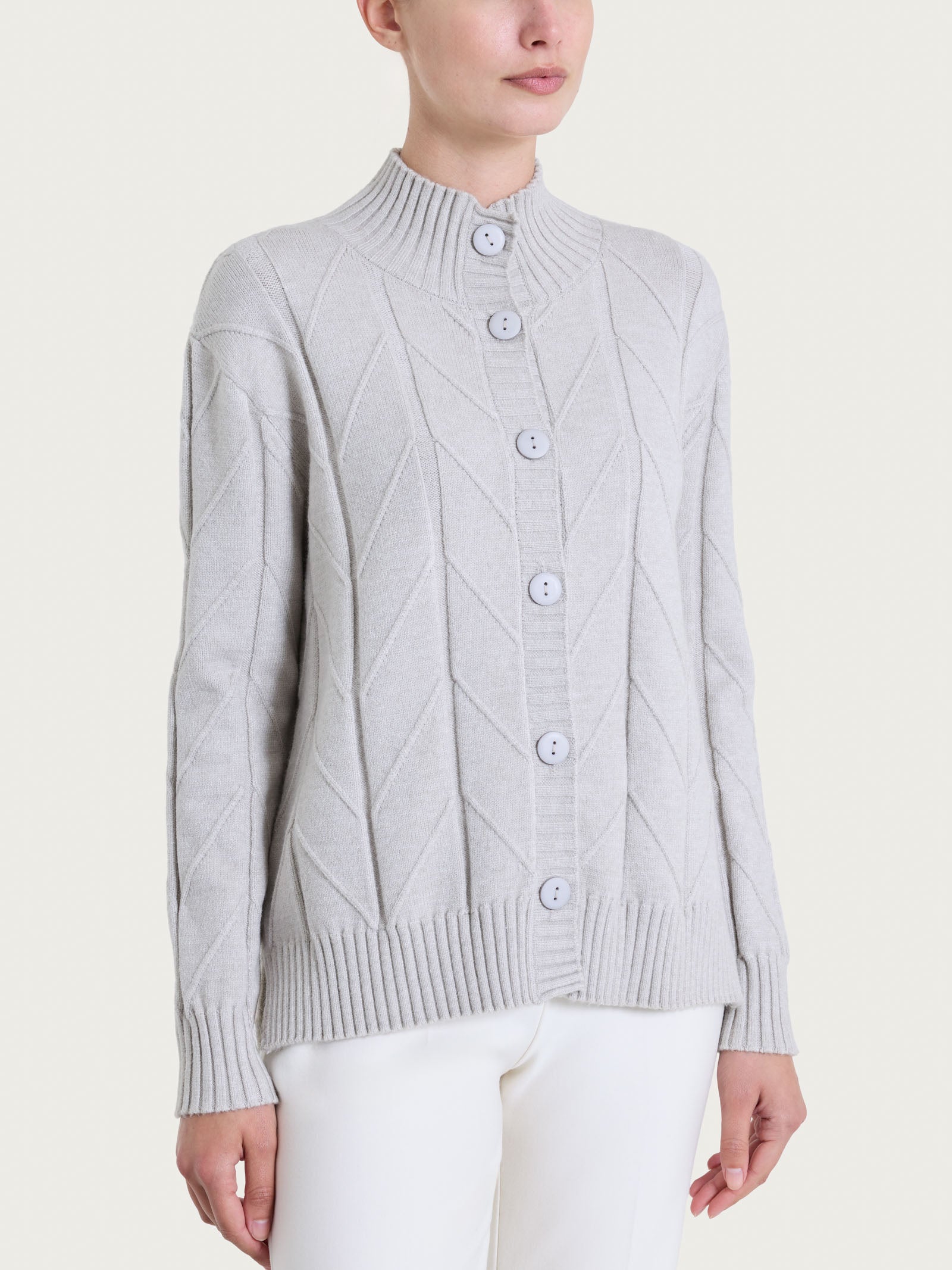 Cardigan aperto con punto spiga in Super Soft Bianchi Donna - Ragno