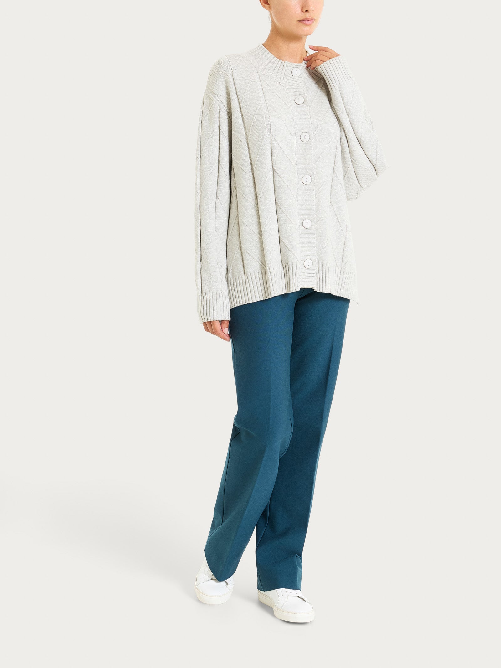 Cardigan aperto con punto spiga in Super Soft Bianchi Donna - Ragno