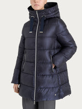 Shiny Puffer piumino lungo con cappuccio Blu Donna - Ragno