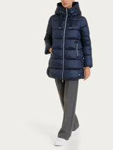 Shiny Puffer piumino lungo con cappuccio Blu Donna - Ragno