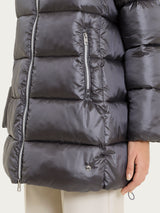 Shiny Puffer piumino lungo con cappuccio Neri Donna - Ragno