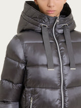 Shiny Puffer piumino lungo con cappuccio Neri Donna - Ragno