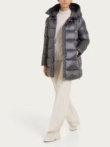 Shiny Puffer piumino lungo con cappuccio Neri Donna - Ragno