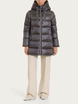 Shiny Puffer piumino lungo con cappuccio Neri Donna - Ragno
