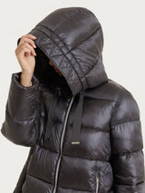 Shiny Puffer piumino lungo con cappuccio Neri Donna - Ragno