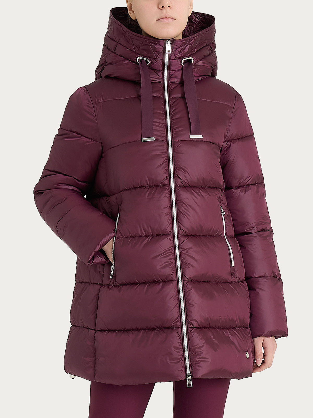Shiny Puffer piumino lungo con cappuccio Viola Donna - Ragno