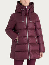Shiny Puffer Long Hooded Down Jacket, Purple, Women's - Ragno