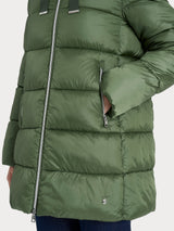 Chaqueta larga de plumón Shiny Puffer con capucha, verde, para mujer - Ragno