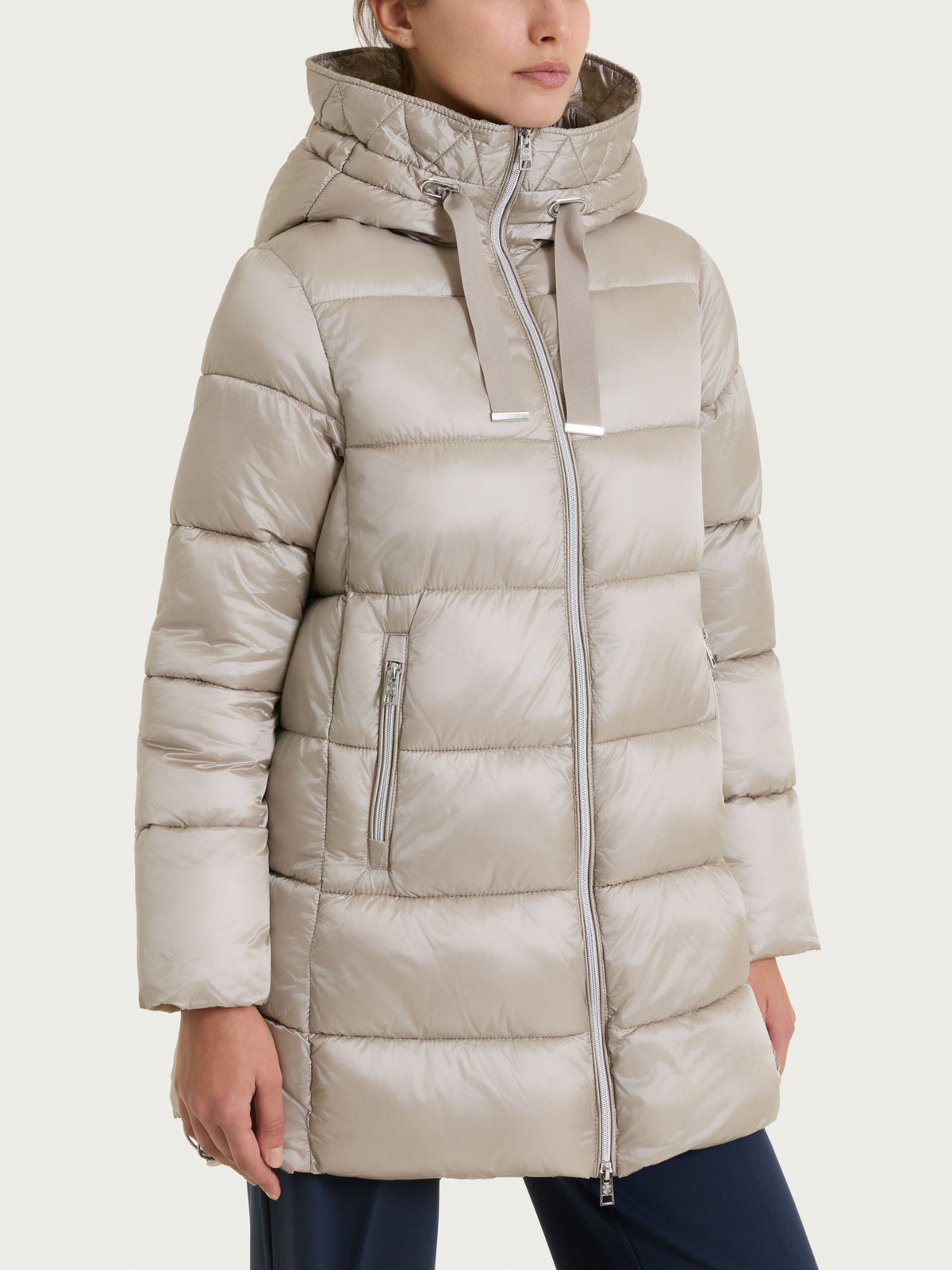 Shiny Puffer piumino lungo con cappuccio Grigi Donna - Ragno