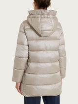 Piumino lungo con cappuccio in Vegan Down Grigi Donna - Ragno