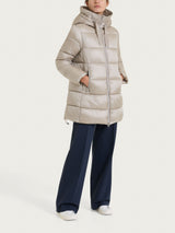 Piumino lungo con cappuccio in Vegan Down Grigi Donna - Ragno