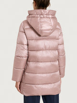 Shiny Puffer piumino lungo con cappuccio Rosa Donna - Ragno