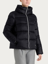 Shiny Puffer Down Jacket with High Collar Nero Women's - Ragno