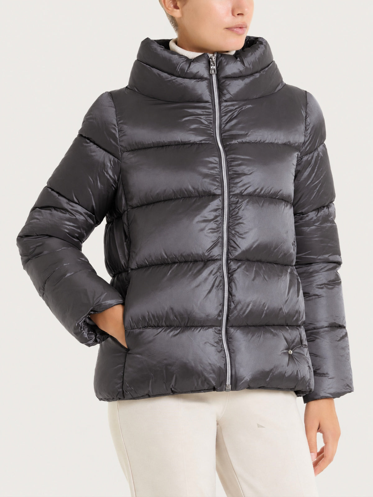 Shiny Puffer piumino con collo alto  Neri Donna - Ragno