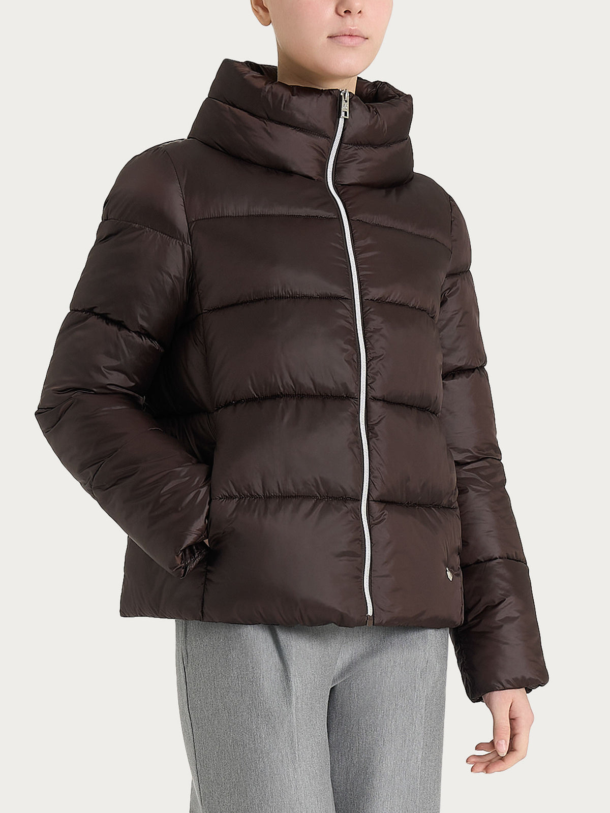 Shiny Puffer piumino con collo alto  Marroni Donna - Ragno