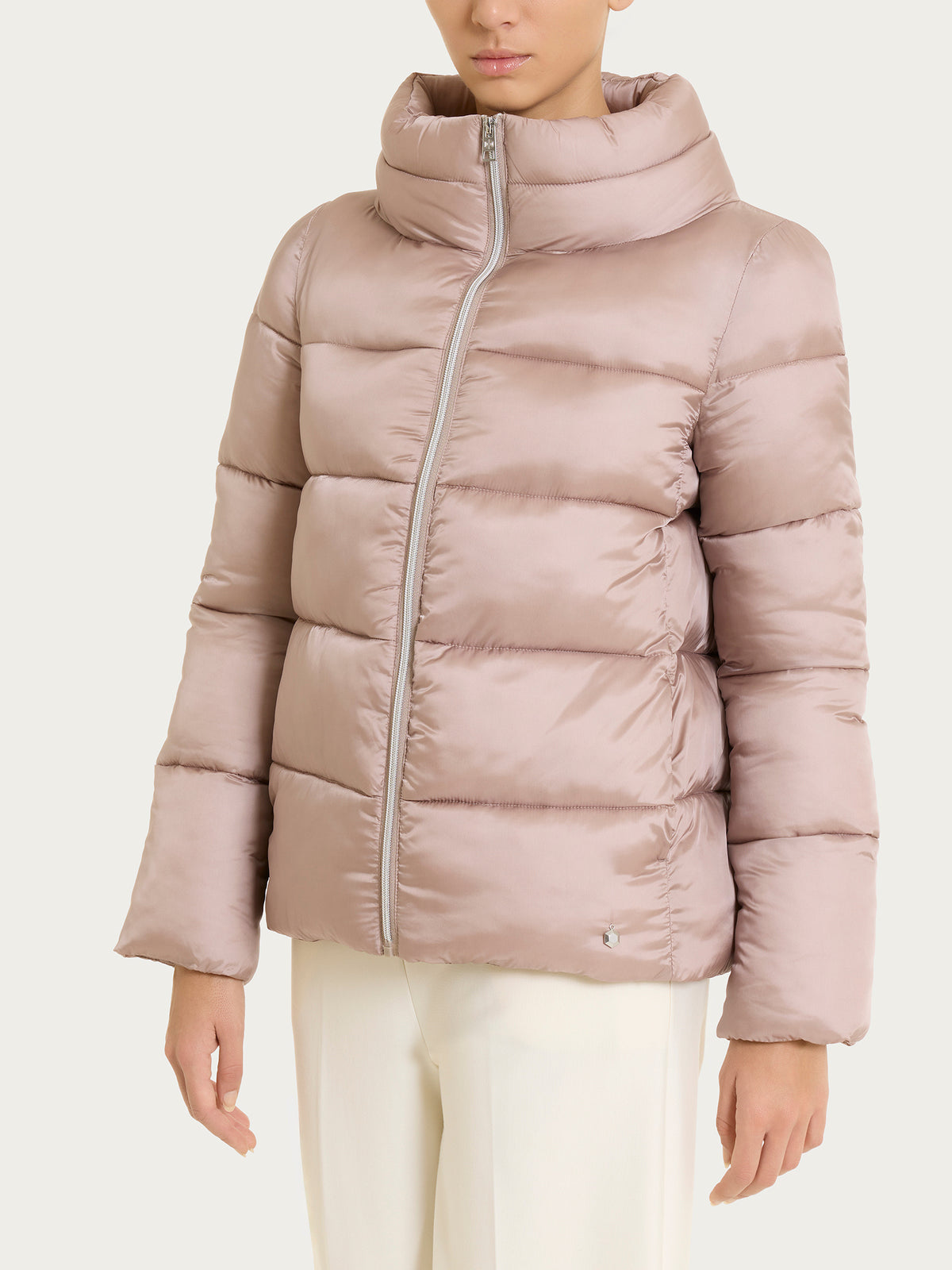 Shiny Puffer piumino con collo alto  Rosa Donna - Ragno