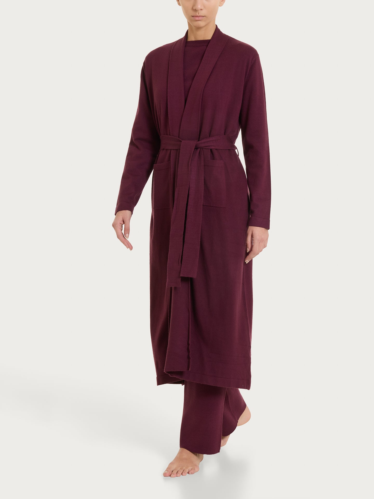 Vestaglia lunga con cintura in Super Soft Viola Donna - Ragno