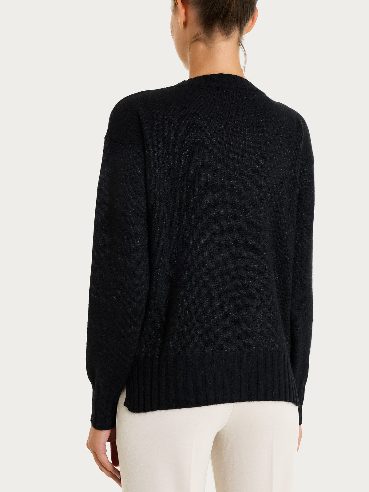 Maglia girocollo in misto Lana e Angora e Lurex Neri Donna - Ragno