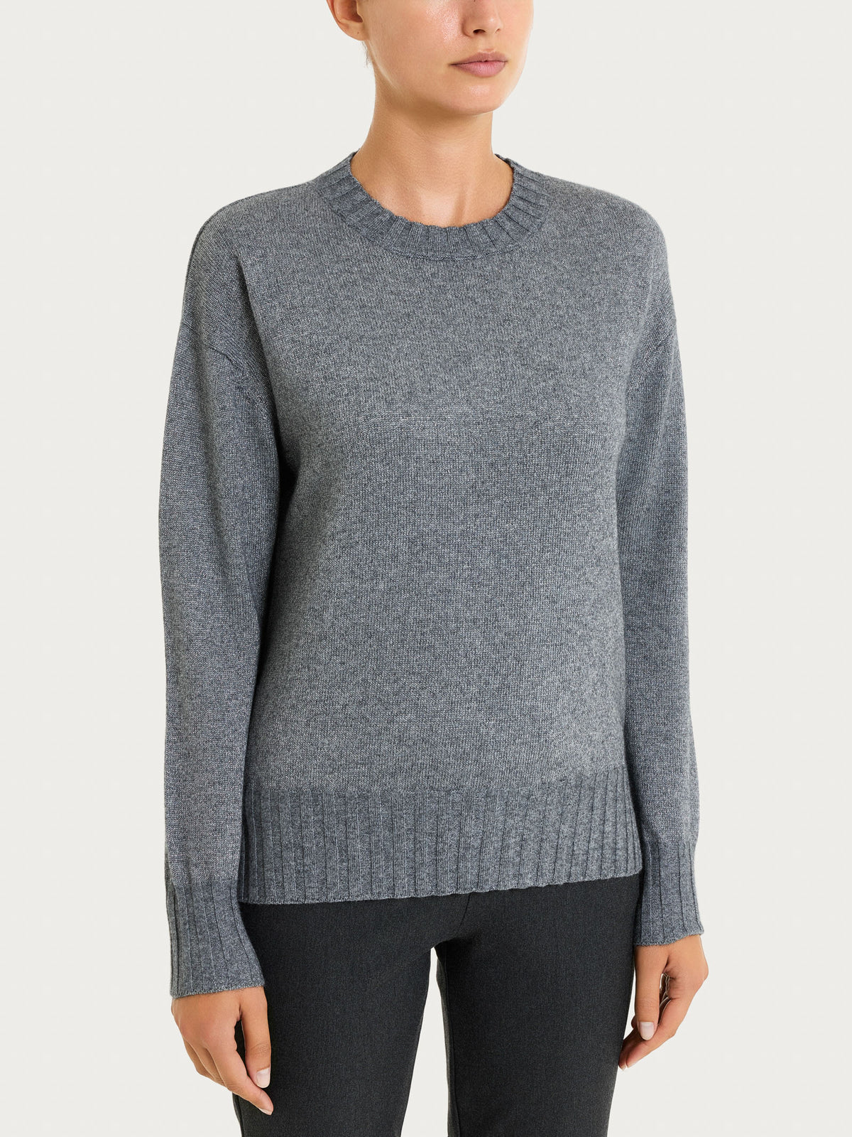 Maglia girocollo in misto Lana e Angora e Lurex Neri Donna - Ragno