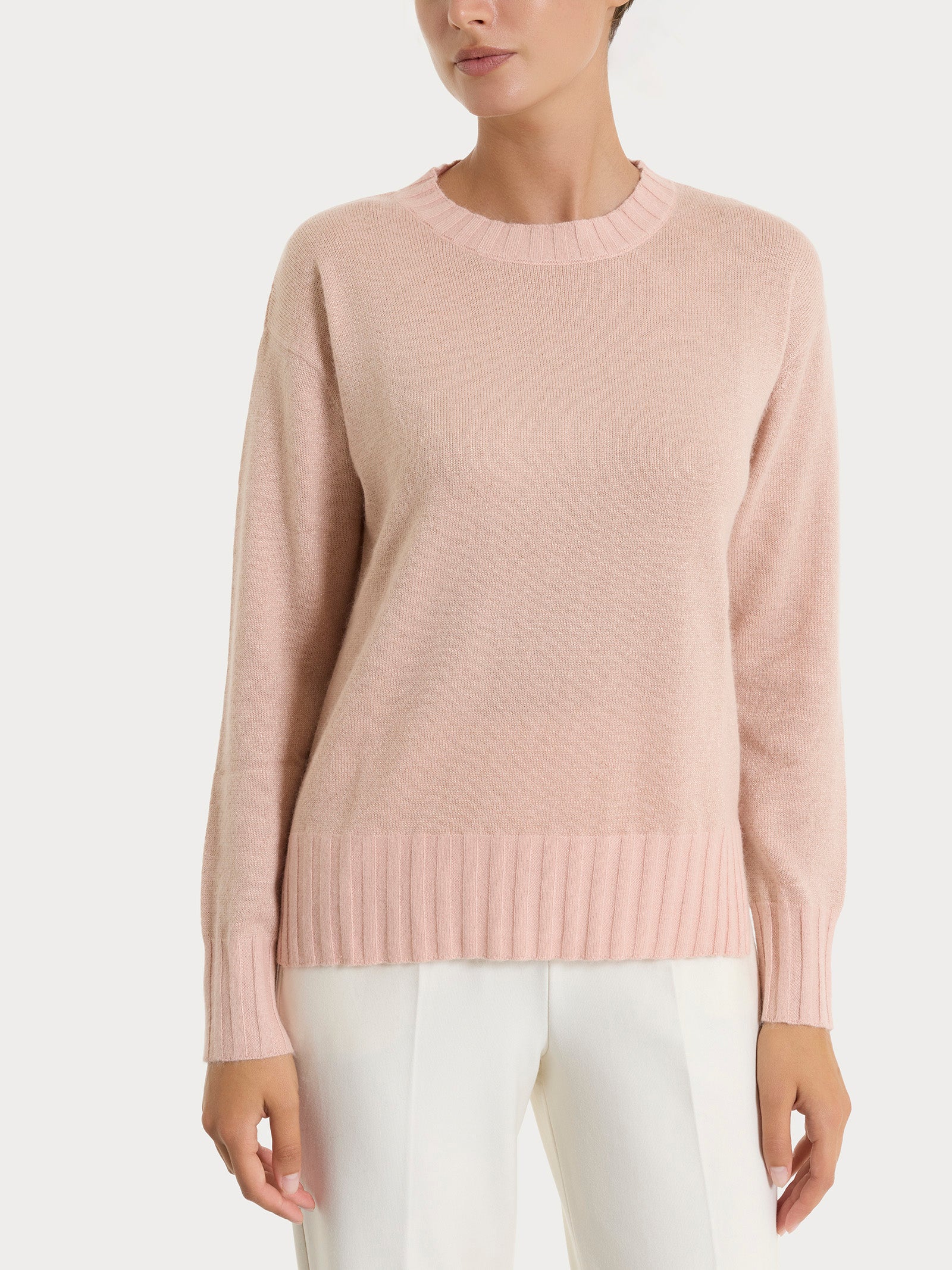 Maglia girocollo in Natural Soft e Lurex Rosa Donna - Ragno