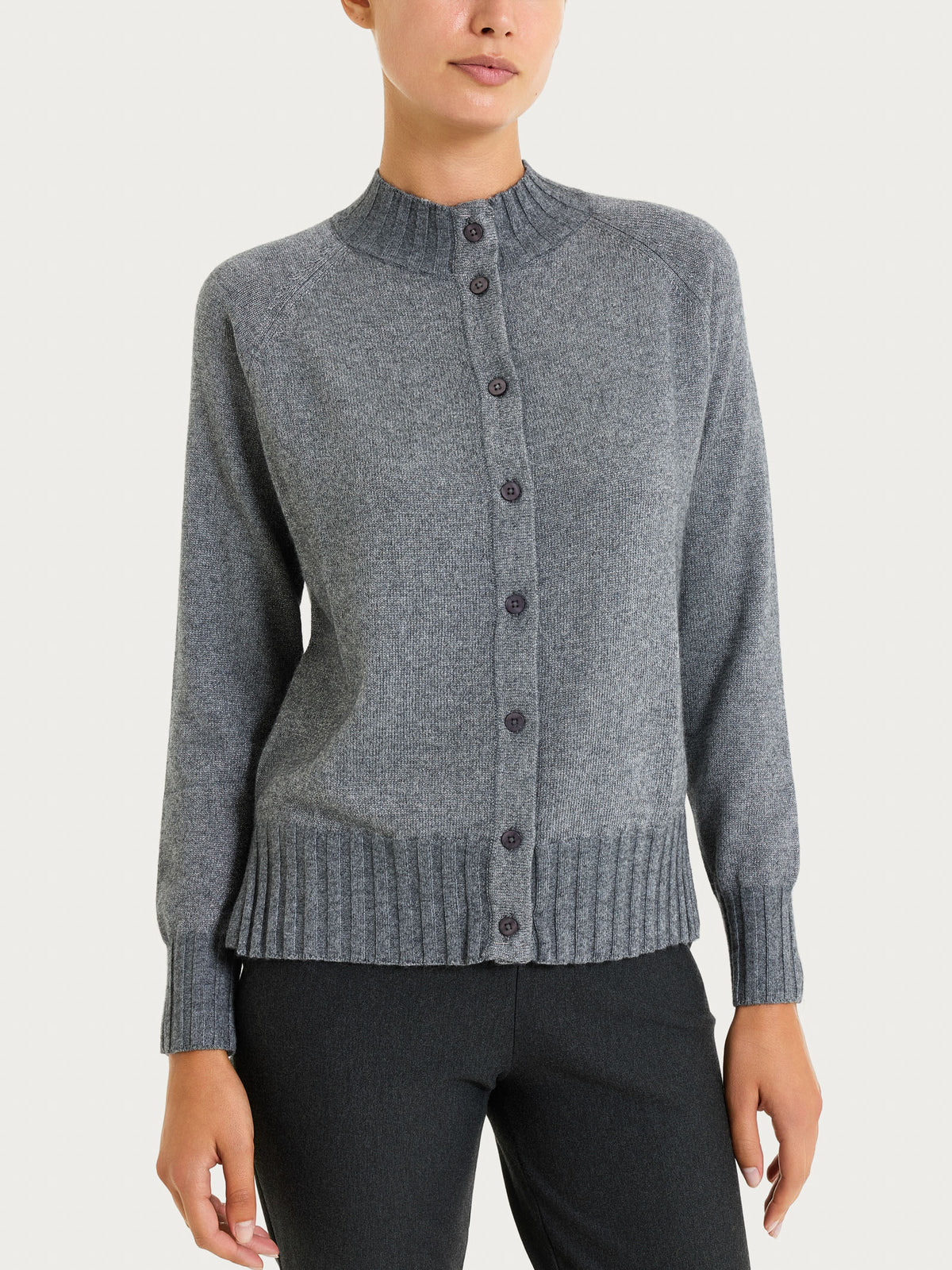Cardigan corto in misto Lana e Angora e Lurex Neri Donna - Ragno