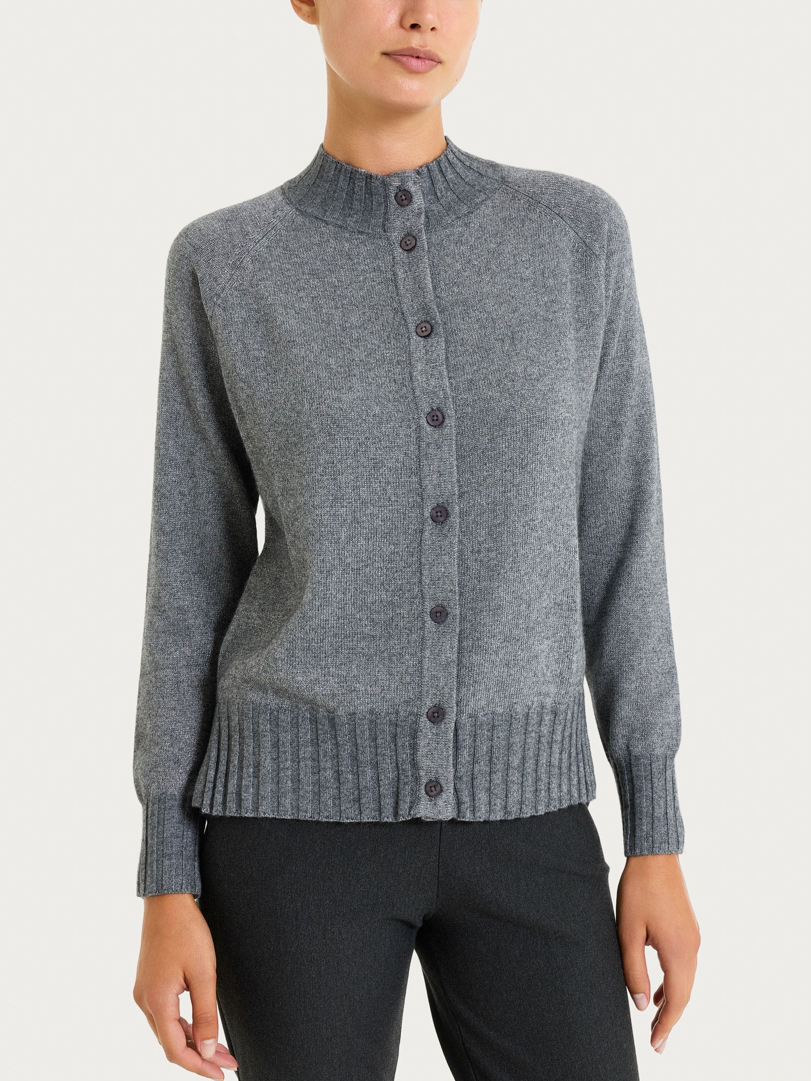 Cardigan corto in Natural Soft e Lurex Neri Donna - Ragno