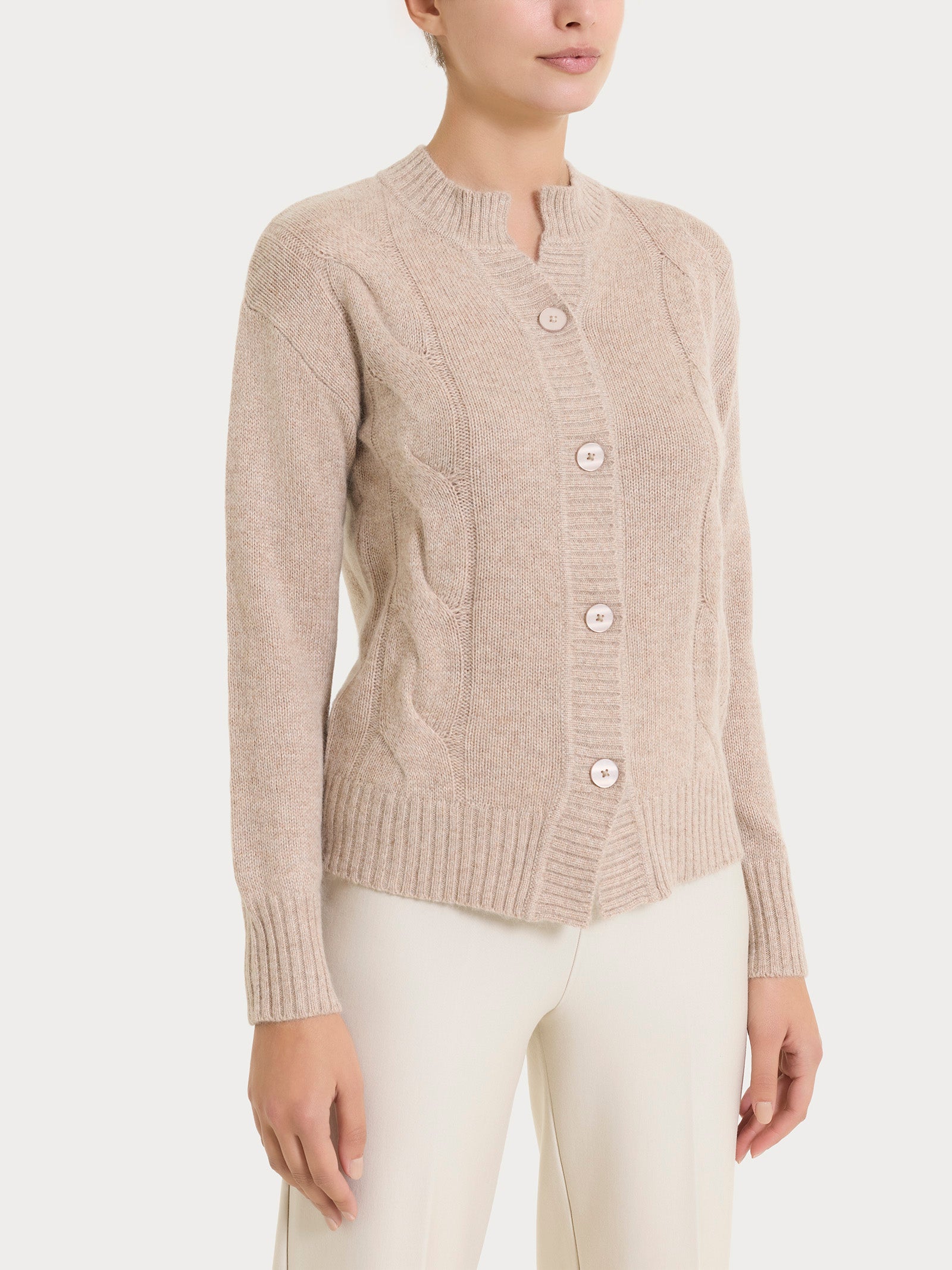 Cardigan corto con trecce laterali in Natural Soft Grigi Donna - Ragno