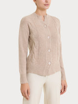 Cardigan corto con trecce laterali in Natural Soft Grigi Donna - Ragno