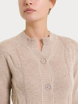Cardigan corto con trecce laterali in Natural Soft Grigi Donna - Ragno