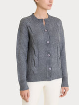 Cardigan corto con trecce laterali in Natural Soft Neri Donna - Ragno