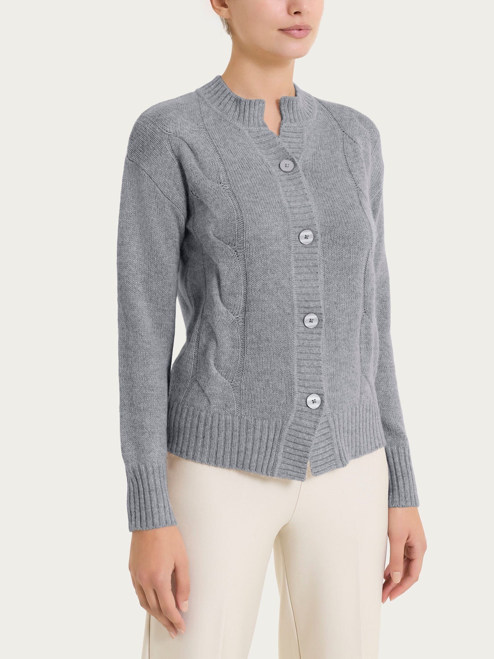 Cardigan corto con trecce laterali in Natural Soft Neri Donna - Ragno