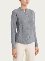 Cardigan corto con trecce laterali in Natural Soft Neri Donna - Ragno