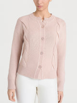 Cardigan corto con trecce laterali in Natural Soft Rosa Donna - Ragno