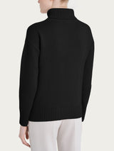 Dolcevita con trecce laterali in Natural Soft Neri Donna - Ragno