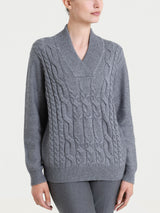 Maglia con scollo a V e trecce alternate in Natural Soft Neri Donna - Ragno