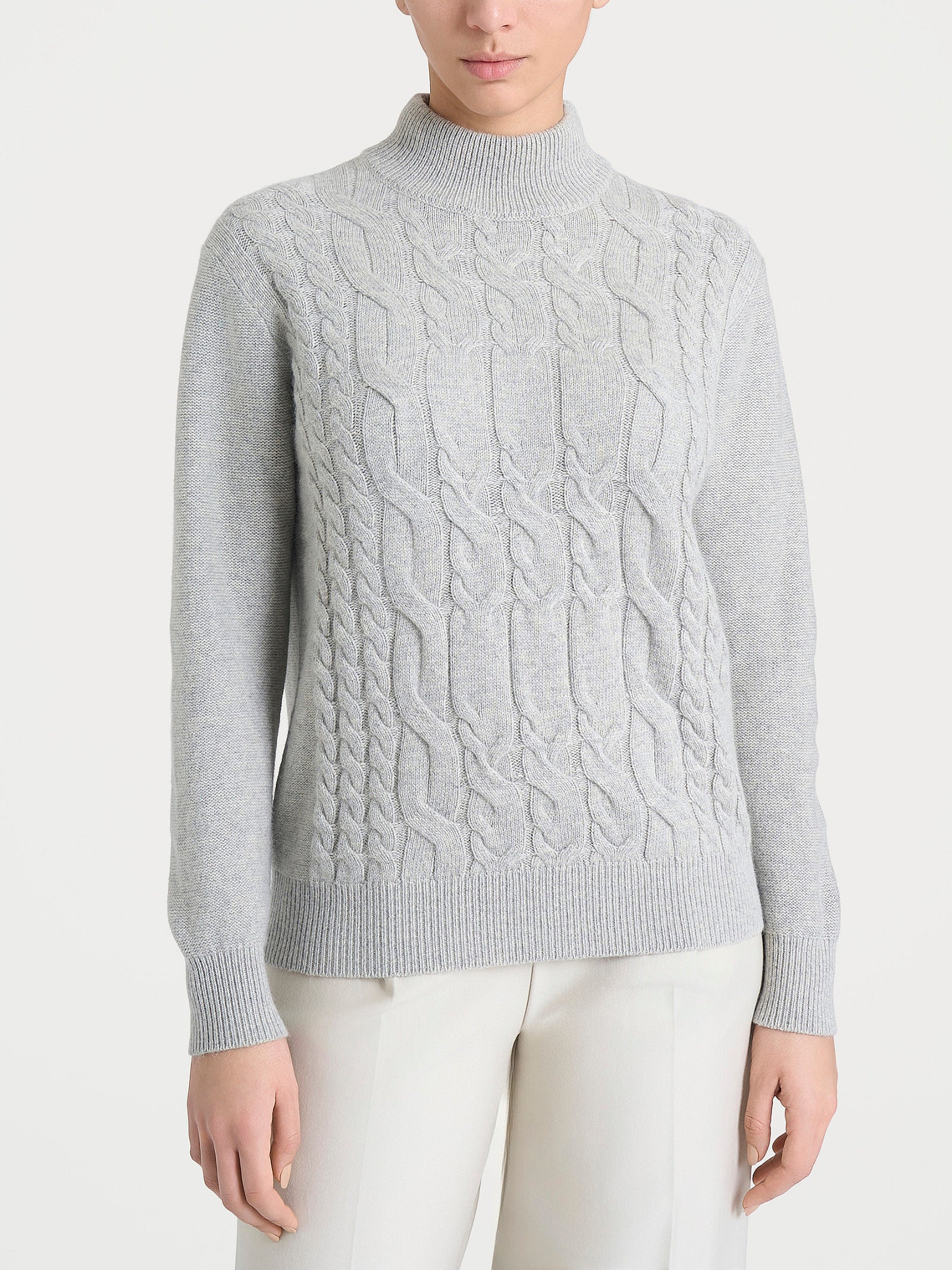 Lupetto con trecce alternate in Natural Soft Neri Donna - Ragno