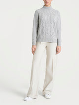 Lupetto con trecce alternate in Natural Soft Neri Donna - Ragno