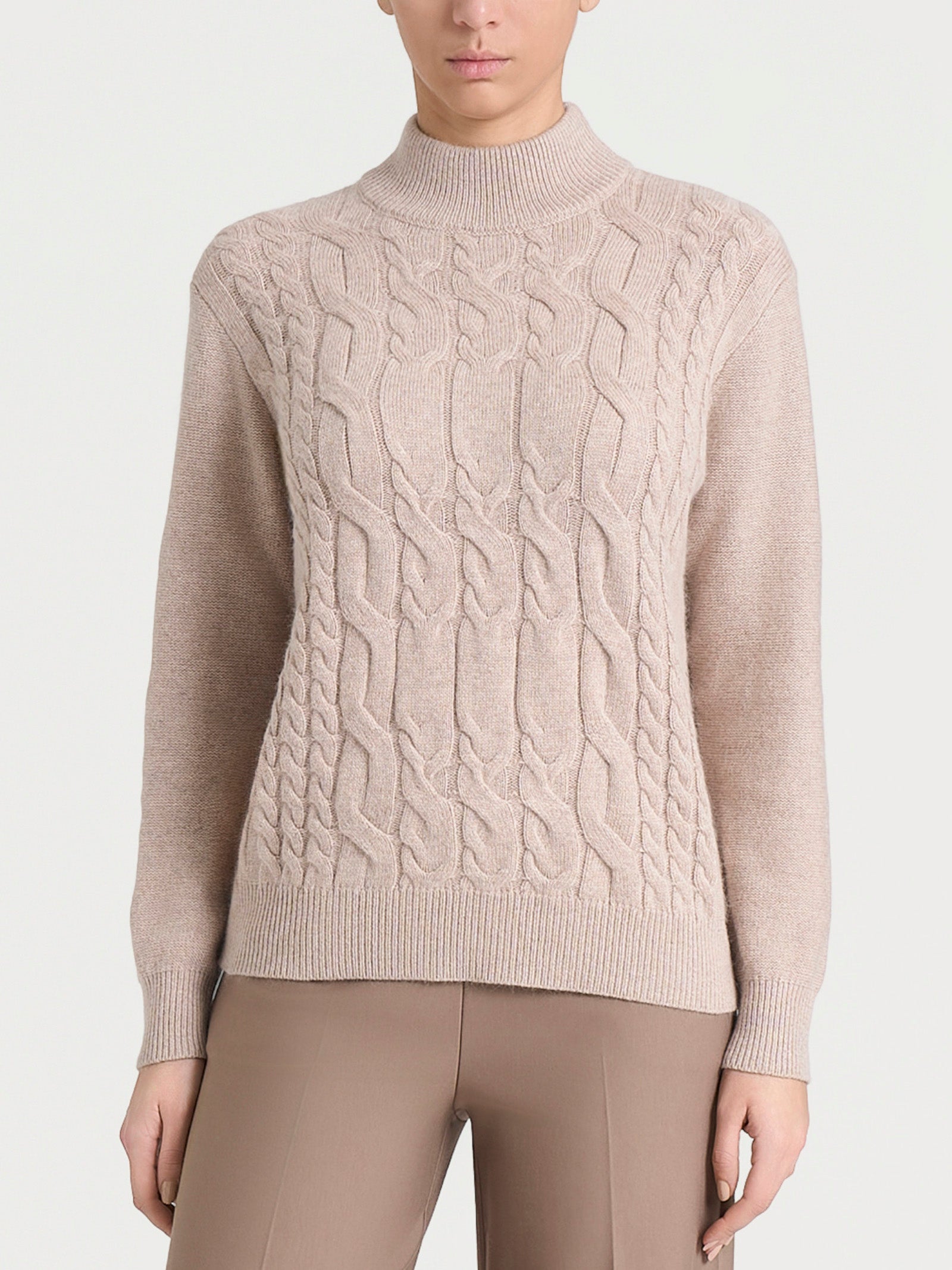 Lupetto con trecce alternate in Natural Soft Grigi Donna - Ragno