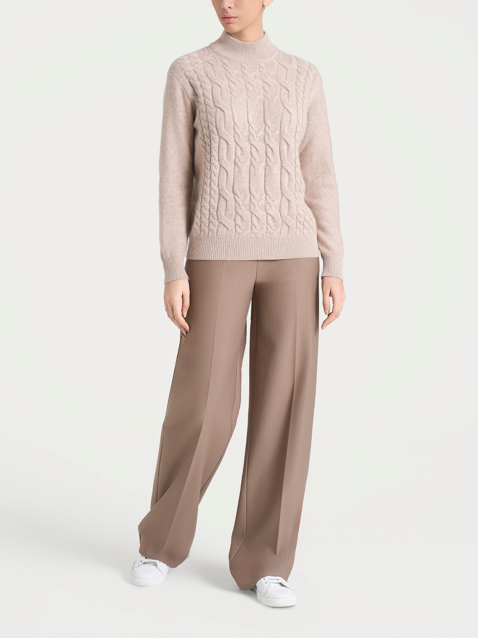 Lupetto con trecce alternate in Natural Soft Grigi Donna - Ragno
