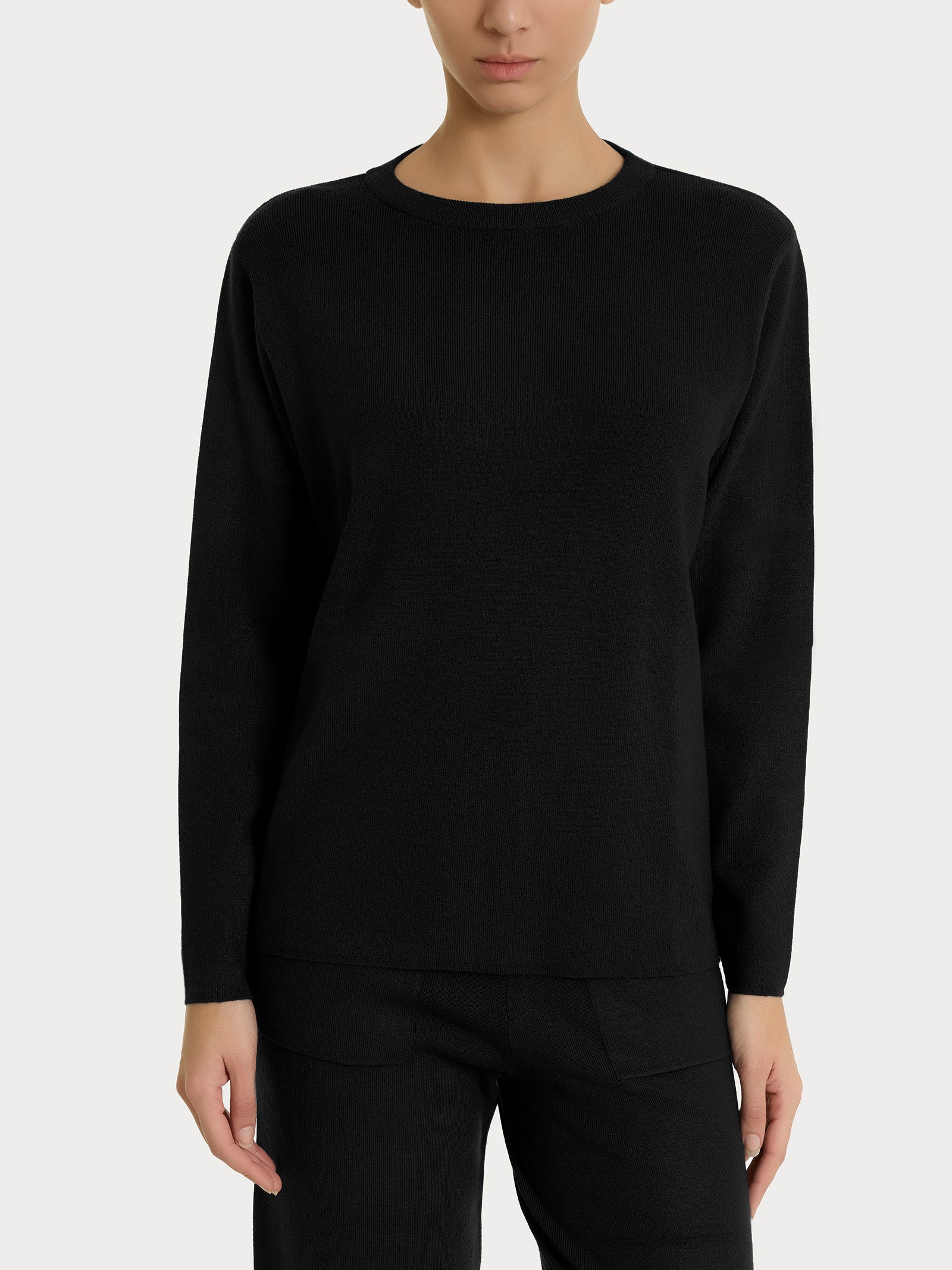 Maglia girocollo in Super Soft Neri Donna - Ragno